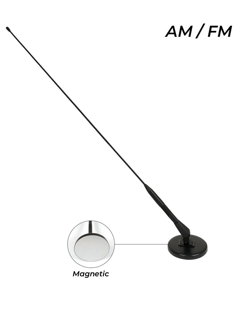 Universal Magnetic Car Antenna 60cm – Strong AM/FM Signal Reception with Inner Copper Coil, Waterproof  Dustproof, Easy Quick Install, Flexible Mast, Weather Resistant Auto Radio Aerial for Cars, Tr - Image 2